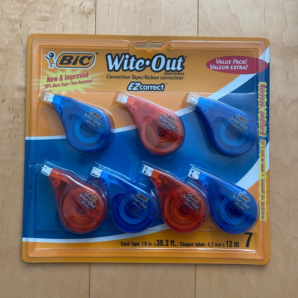 BNIP BIC Wite Out Correction Tape - 7 Pack